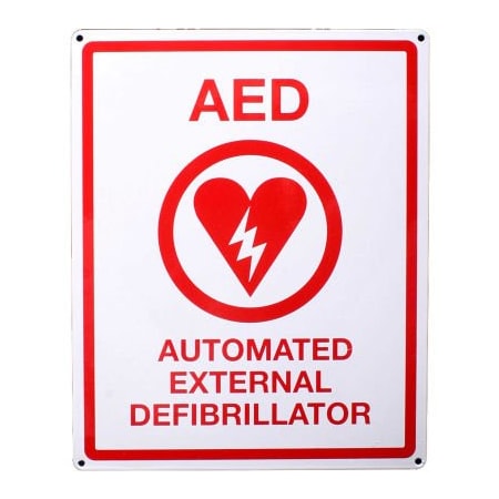 Think Safe First Voice AED Flat Wall Sign, 8in X 10in, Plastic 151-P